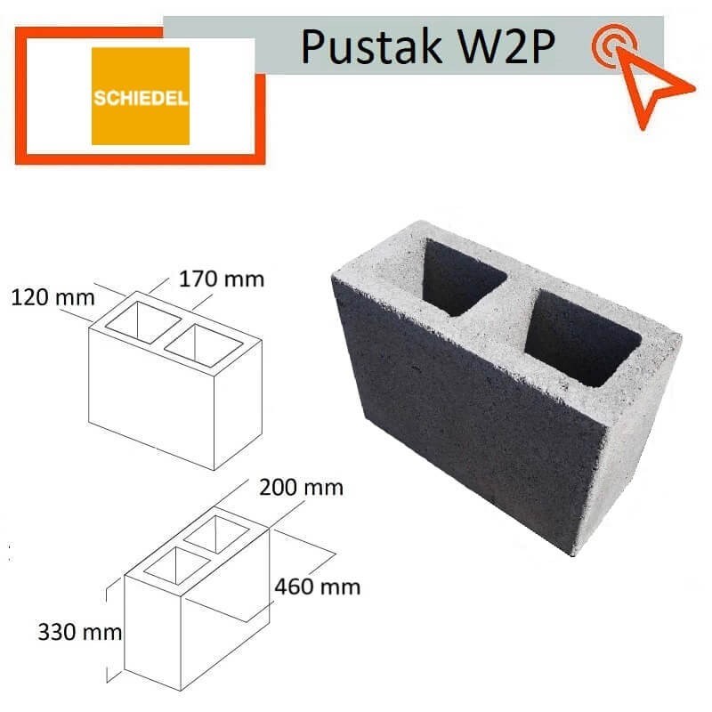 Pustak wentylacyjny W2P pojedynczy poziomy 46x20 Schiedel kanał wentylacyjny techniczny odpowietrzający