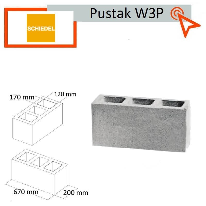 Pustak wentylacyjny W3P pojedynczy poziomy 67x20 Schiedel kanał wentylacyjny techniczny odpowietrzający