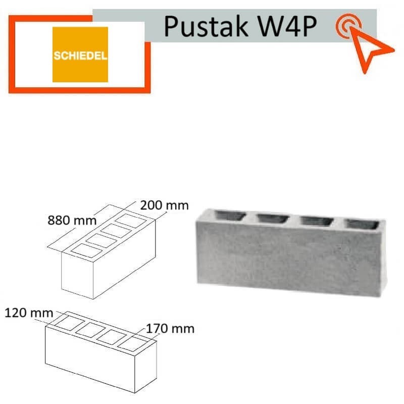 Pustak wentylacyjny W4P poczwórny poziomy 88x25 Schiedel kanał wentylacyjny techniczny odpowietrzający