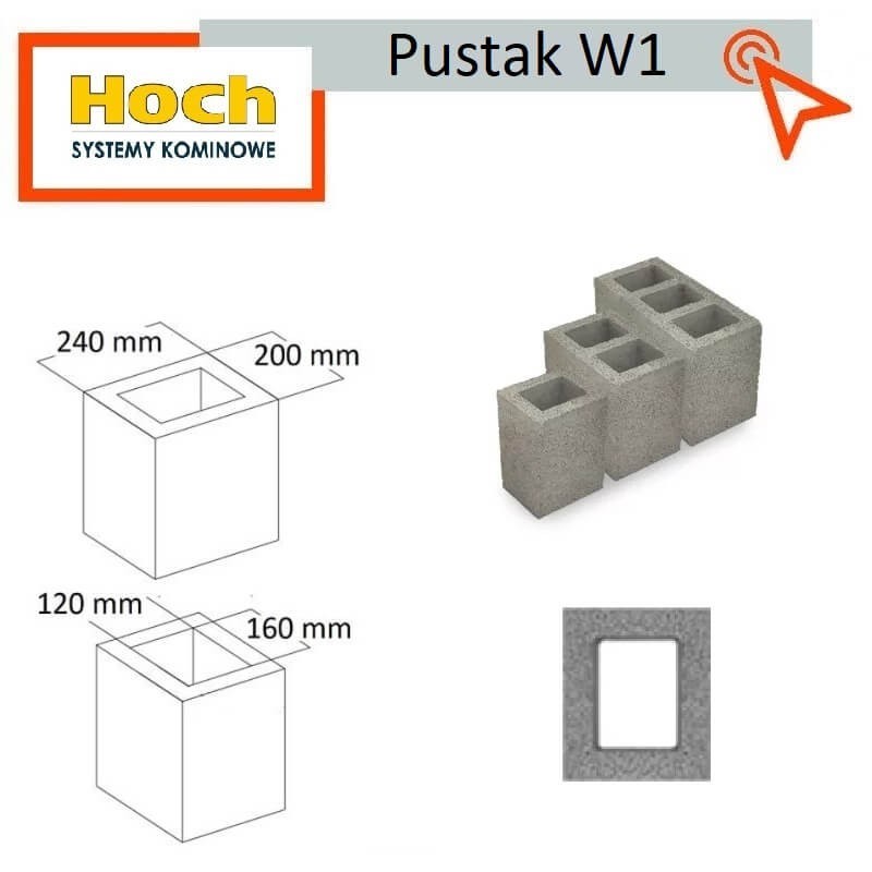 Pustak wentylacyjny W1 pojedynczy 20x24 Hoch kanał wentylacyjny techniczny odpowietrzający