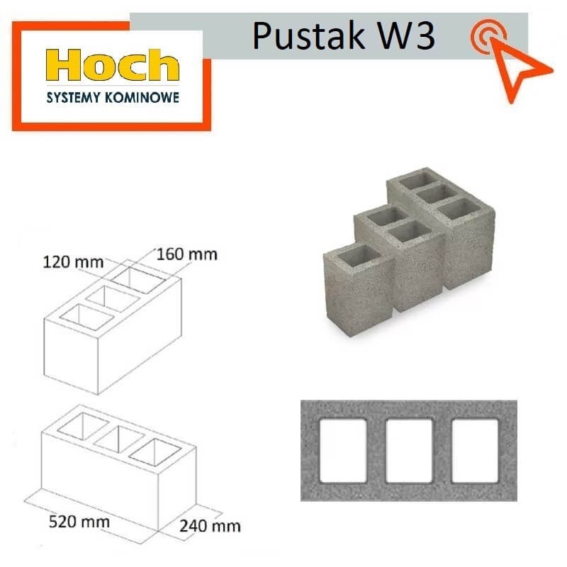 Pustak wentylacyjny W3 potrójny 52x24 Hoch kanał wentylacyjny techniczny odpowietrzający