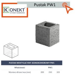 Pustak wentylacyjny PW1 pojedynczy 20x25 Konekt kanał wentylacyjny techniczny odpowietrzający