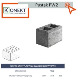 Pustak wentylacyjny PW2 podwójny 36x25 Konekt kanał wentylacyjny techniczny odpowietrzający