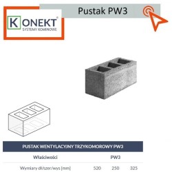 Pustak wentylacyjny PW3 potrójny 52x25 Konekt kanał wentylacyjny techniczny odpowietrzający