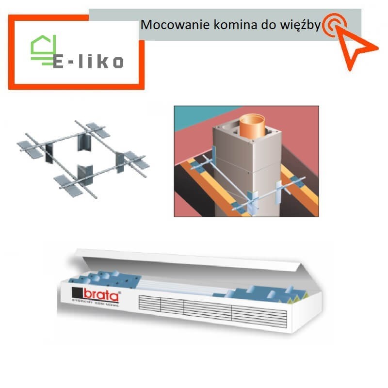 Mocowanie komina, wspornik komina. Montaż do więżby dachowej. Do wszystkich kominów systemowych. Wymiary do wyboru.