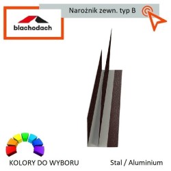 Narożnik zewnętrzny bezwkrętowy stalowy aluminiowy Element uzupełniający do podbitki Montażowy we wszystkich kolorach podsufitki