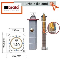 140 z kolanem ceramicznym gwarancja 30 lat Komin do gazu Brata