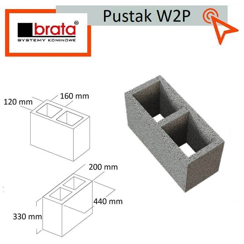 Pustak wentylacyjny W2P podwójny poziomy 44x20 Brata kanał wentylacyjny techniczny odpowietrzający