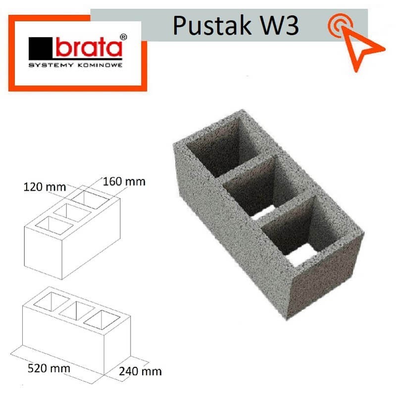 Pustak wentylacyjny W3 potrójny 52x24 Brata kanał wentylacyjny techniczny odpowietrzający