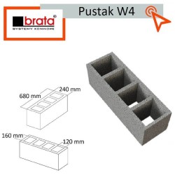 Pustak wentylacyjny W4 poczwórny 68x24 Brata kanał wentylacyjny techniczny odpowietrzający