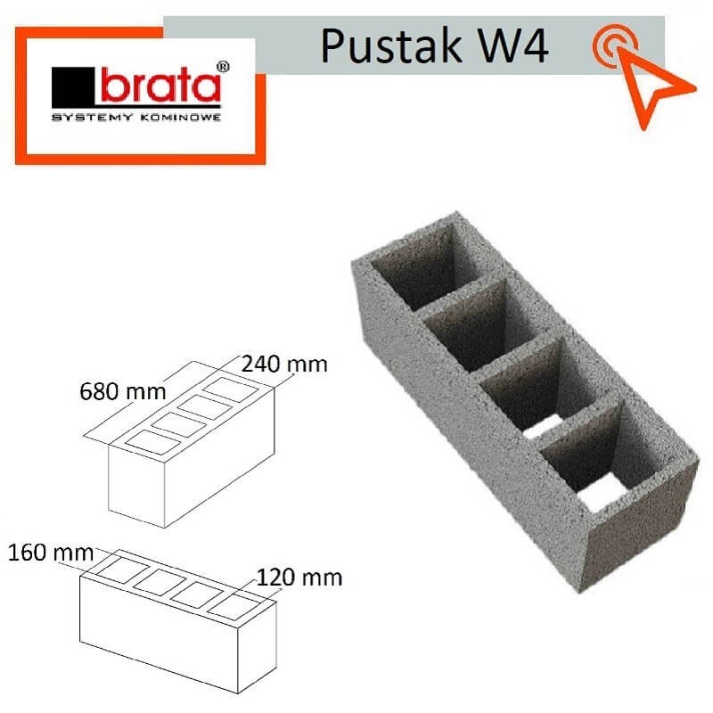 Pustak wentylacyjny W4 poczwórny 68x24 Brata kanał wentylacyjny techniczny odpowietrzający